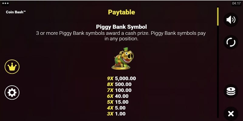 Coin Bash Paytable Coin Bash Paytable