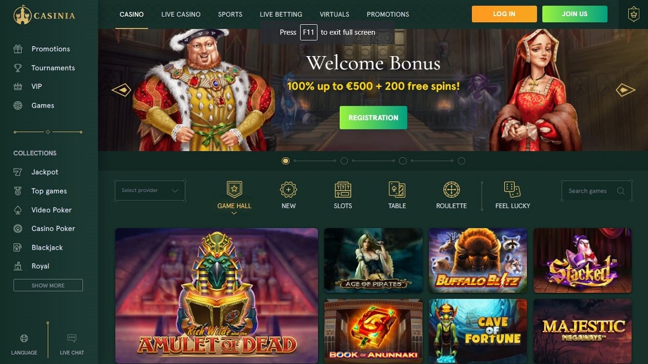 Casinia Casino Review