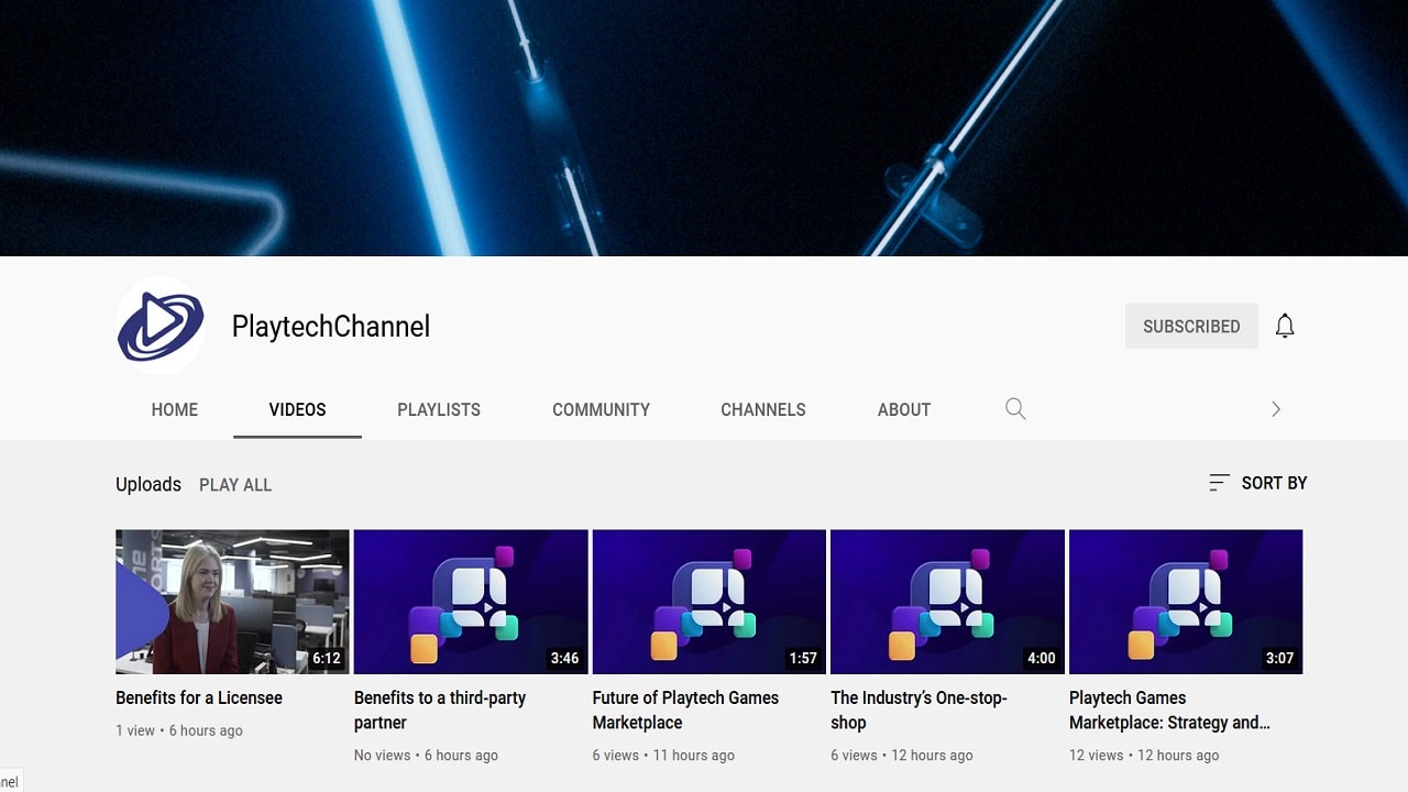 Playtech Youtube Channel