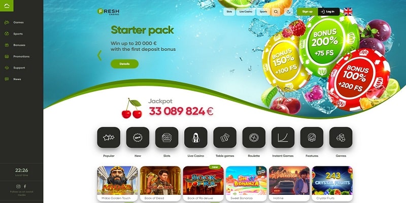 Fresh Casino No Deposit Bonus Code