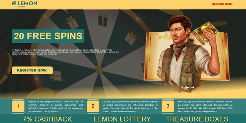 20 Free Spins Book odf Dead - Lemon Casino