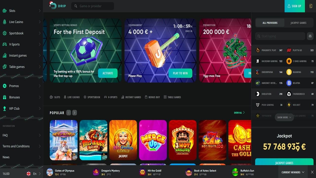 Drip Casino No Deposit Bonus