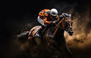 A jockey and horse racing in motion