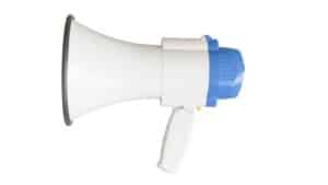Blue and white megaphone isolated on white background. Gambling Gossip Spoliers
