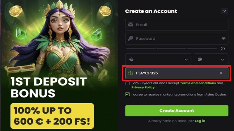 Asino Casino Bonus Code