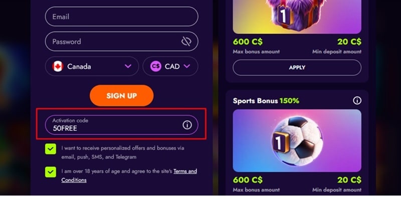 Irwin Sign Up Form Promo Code