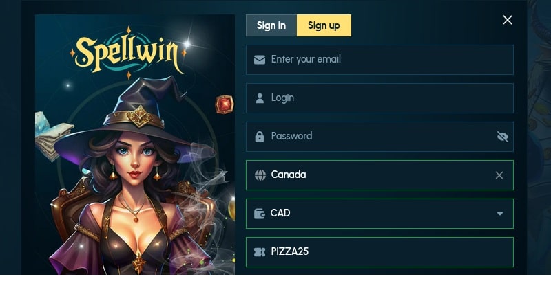 Spellwin Sign Up Form Promo Code