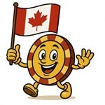 Casinoplusbonus mascot flying the Canadian flag
