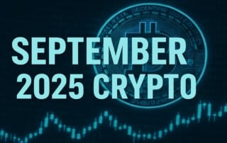 Crypto Image with Bitcoin and trading chart candle sticks with September 2025 Crypto title