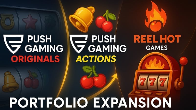 Logos of Push Gaming Originals, Push Gaming Actions, and Reel Hot Games highlighting the company&rsquo;s new portfolio expansion