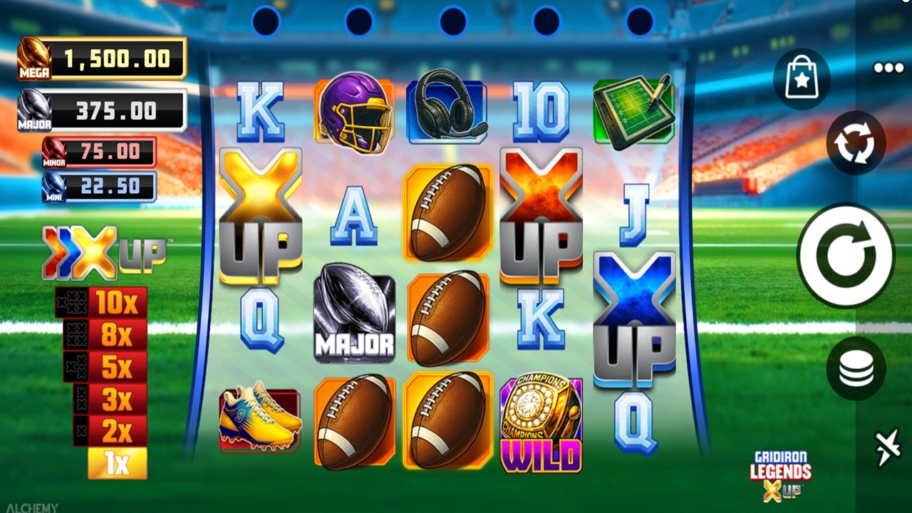 Screenshot of the Gridiron Legends X Up™ Online Slot by Alchemy Gaming