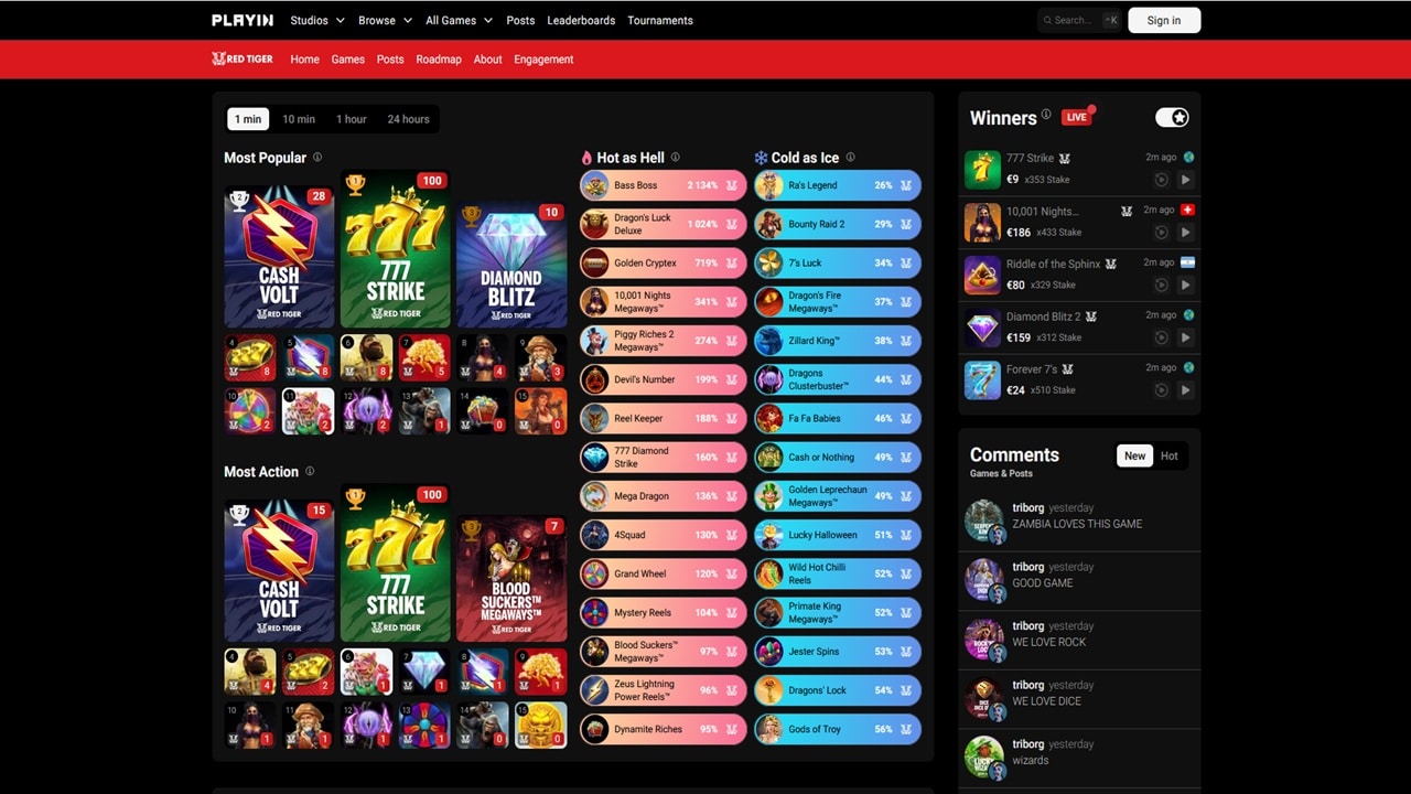 1280x720 image of the new Red Tiger Gaming website called Playi