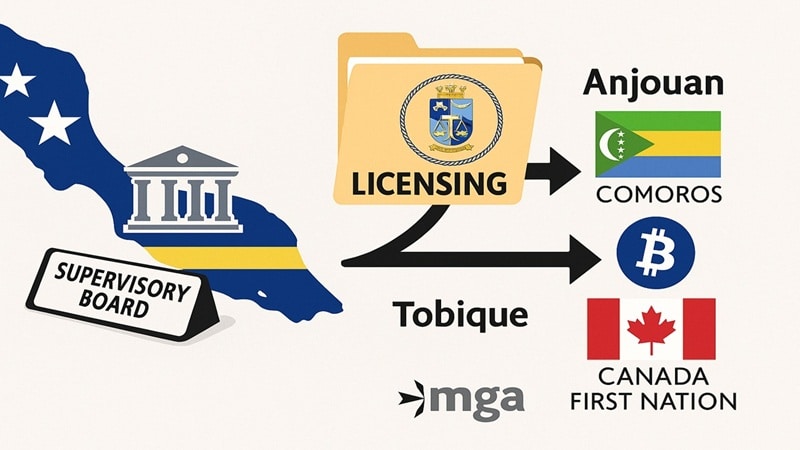 Curacao supervisory board resignation leads operators to migrate licensing to Anjouan Comoros, Tobique Canada, and MGA Malta jurisdictions