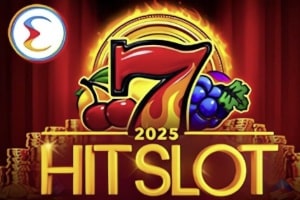 Endorphina 2025 Hit Slot game demo showing classic fruit symbols and lucky seven on gold coin background