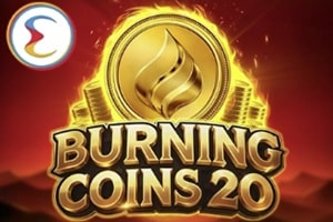 Endorphina Burning Coins 20 slot demo featuring golden flame symbol on coin with red background