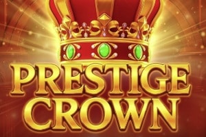 Endorphina Prestige Crown slot demo featuring ornate golden crown with emerald jewels on radiant background