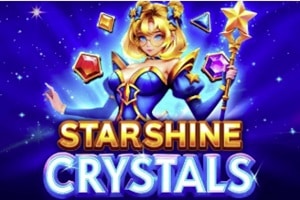 Endorphina Starshine Crystals slot demo featuring blonde character with colorful gemstones on starry background