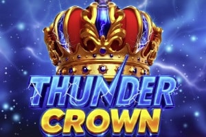 Endorphina Thunder Crown slot demo featuring red and gold crown with lightning storm background