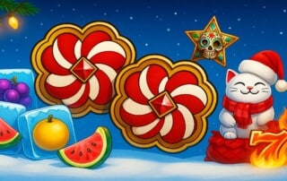 BGaming festive holiday casino games with Christmas themed slot symbols and lucky cat character