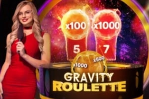 Gravity Roulette live casino game by ICONIC21 with live dealer and multiplier display