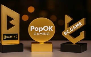 BGaming, PopOK Gaming and BC.GAME golden trophy awards at SiGMA Central Europe Awards 2025 ceremony in Rome