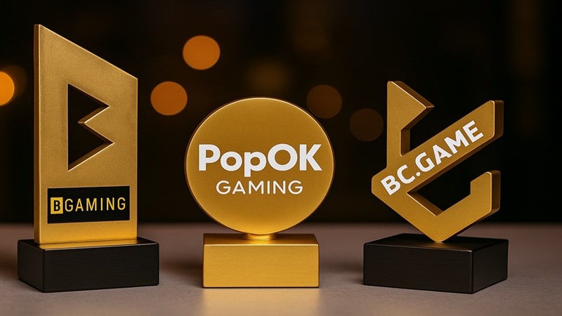 BGaming, PopOK Gaming and BC.GAME golden trophy awards at SiGMA Central Europe Awards 2025 ceremony in Rome