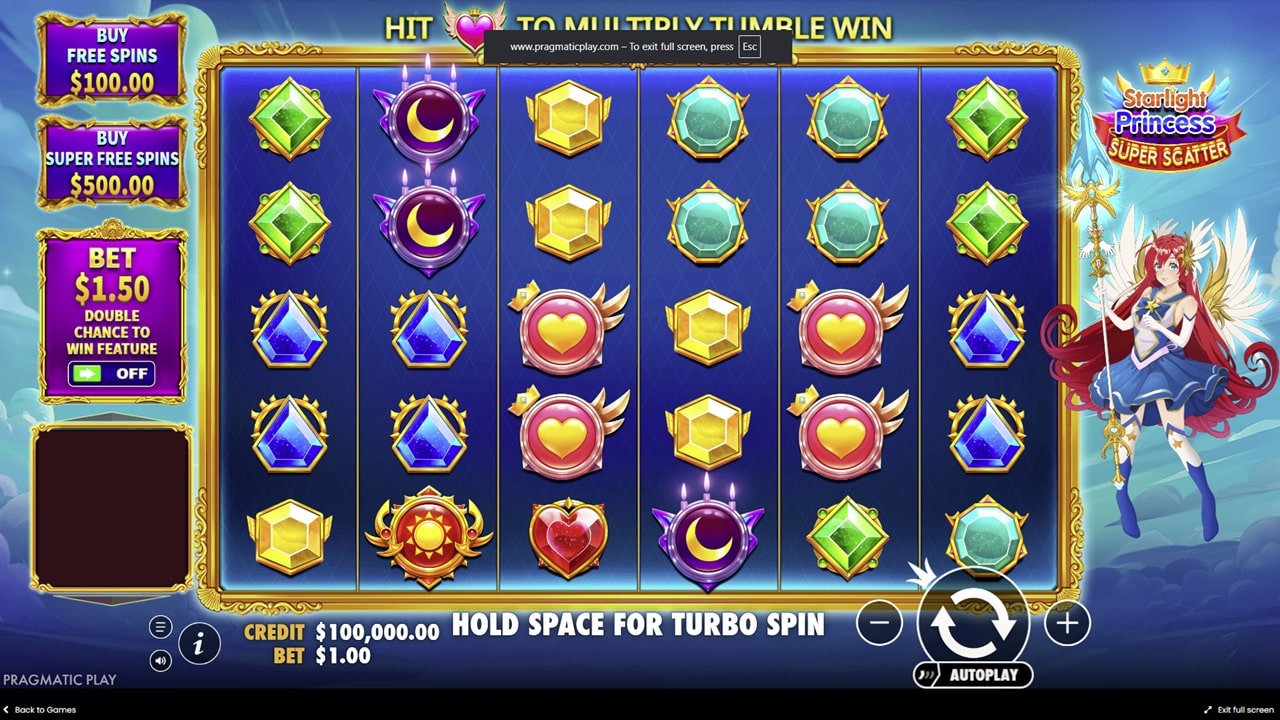 Starlight Princess Slot – Pragmatic Play | Weekly Slot Review Starlight Princess online slot screenshot showing game reels with gem symbols and anime princess character