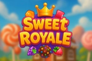 Sweet Royale slot game by ICONIC21 featuring colorful candy theme with crown logo and lollipops