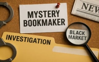 Investigation concept showing mystery UK bookmaker linked to offshore gambling inquiry