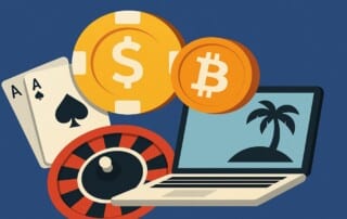 Illustration showing offshore gambling and cryptocurrency growth