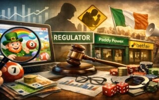 Irish gambling news December 2025 featuring National Lottery concerns, regulatory oversight, and Paddy Power Betfair compliance issues