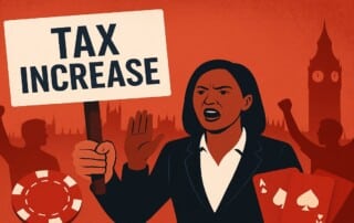 Digital illustration representing the British gambling industry under pressure, symbolising the BGC’s response to UK online gambling tax increases.
