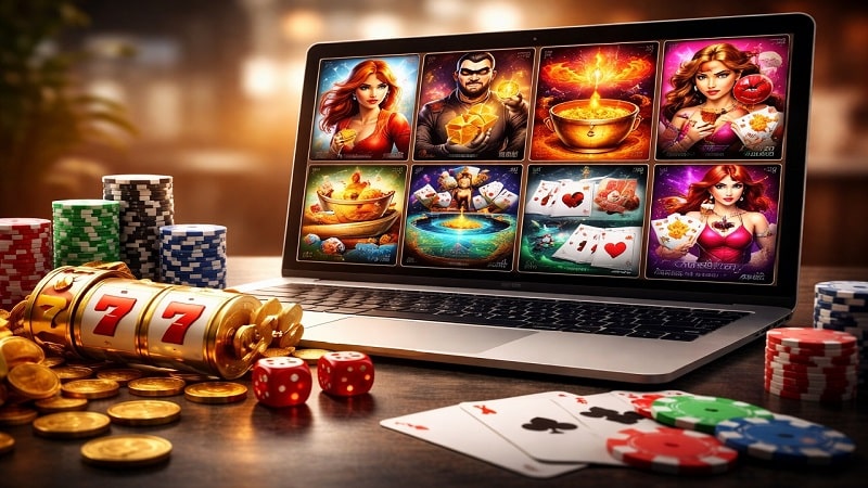 Laptop displaying multiple BGaming slot games representing January 2026 releases