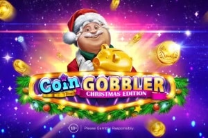 Coin Gobbler Christmas Edition slot game featuring Santa Claus with golden coins