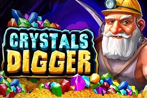 Crystals Digger slot by Belatra Games with crystals and mining theme on 6&times;5 pay anywhere grid