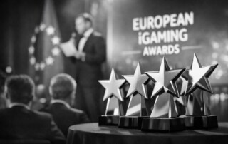 Trophies on stage at the European iGaming Awards 2026 ceremony in Barcelona