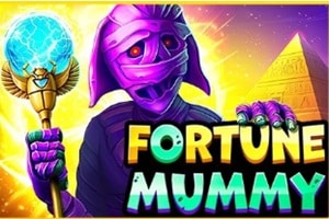 Fortune Mummy slot game logo with Egyptian pyramid theme by Belatra Games