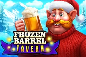 Frozen Barrel Tavern slot game logo featuring festive winter tavern theme by Belatra Games