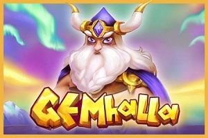 Gemhalla online slot by BGaming showing Viking and gem symbols on a 6&times;5 pay anywhere grid