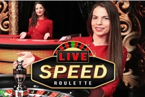 Live Speed Roulette featuring professional dealer, roulette wheel, and rapid betting rounds by Amusnet Live