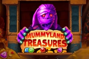 Mummyland Treasures slot game logo with Egyptian mummy theme by Belatra Games