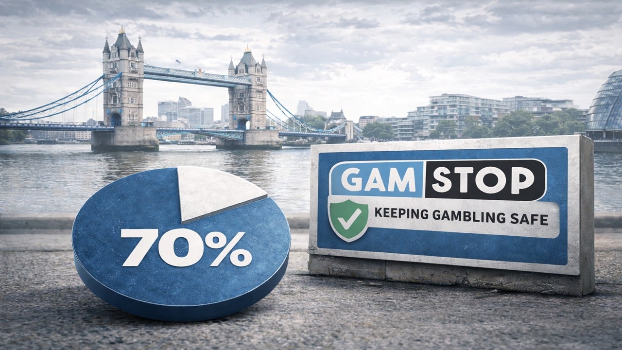 GAMSTOP sign in London showing 70% of UK gamblers targeted by offshore betting sites despite self-exclusion