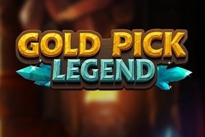 Gold Pick Legend instant win game by Stakelogic Gold Pick Legend mini game splash screen by Stakelogic with mining symbols and explosive hazards