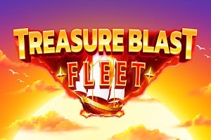 Treasure Blast Fleet online slot game splash screen featuring a sailing ship and treasure theme