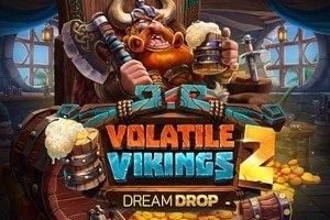 Volatile Vikings 2 Dream Drop progressive slot with Dream Drop jackpot and high volatility features