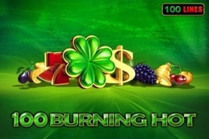 100 Burning Hot classic fruit slot featuring cherries, lucky clover, and 100 paylines by Amusnet