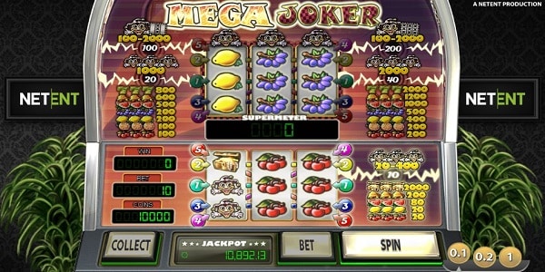 Mega Joker classic slot machine with reels and fruits