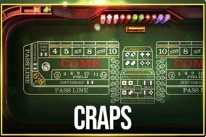 Betsoft Craps table game showing dice layout with come and pass line betting areas