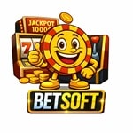 BetSoft online slots mascot with slot machine and casino chips illustrating complete game catalog