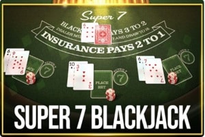 Betsoft Super 7 Blackjack table game with multi-hand play and insurance pays 2 to 1